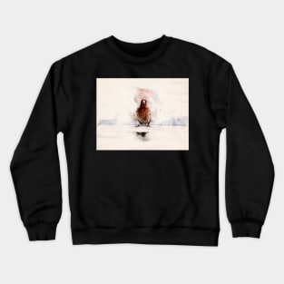 Small Bird on a Ledge Watercolor Portrait Crewneck Sweatshirt